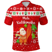 Hawaii Christmas Polo Shirt Santa Claus Surfing Simple Style Red LT8 - Polynesian Pride