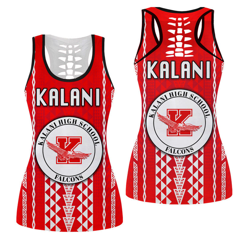 Hawaii Kalani High School Hollow Tank Top Falcons Simple Style LT8 Female Red - Polynesian Pride