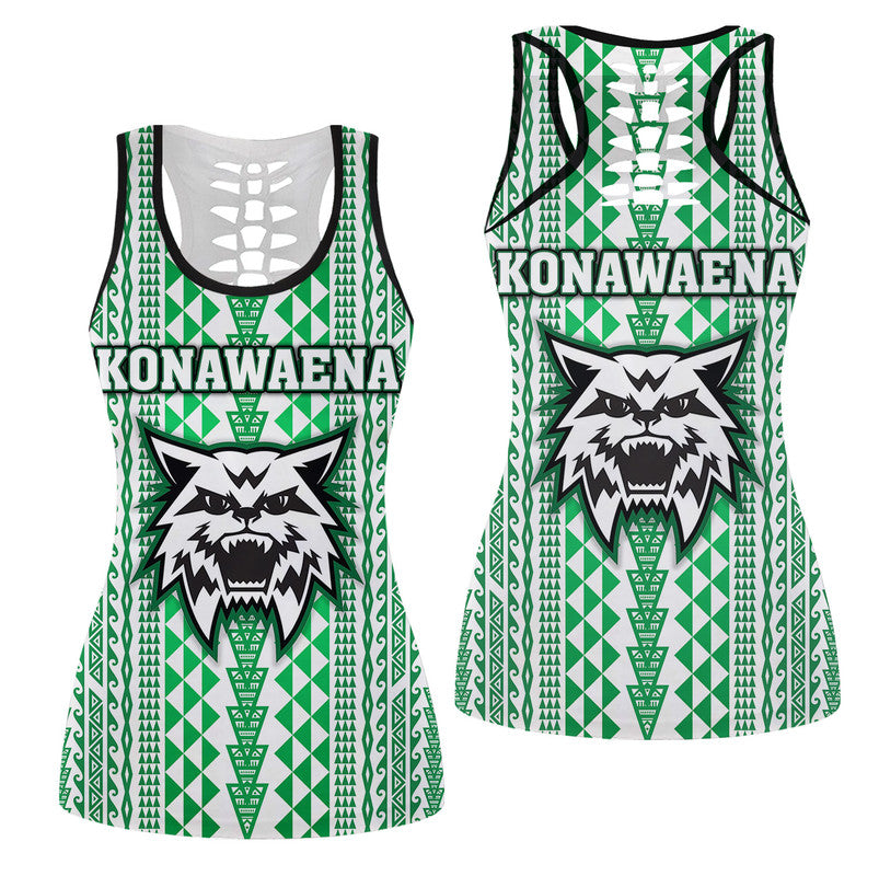 Hawaii Konawaena Wildcats School Hollow Tank Top Simple Style LT8 Female Green - Polynesian Pride