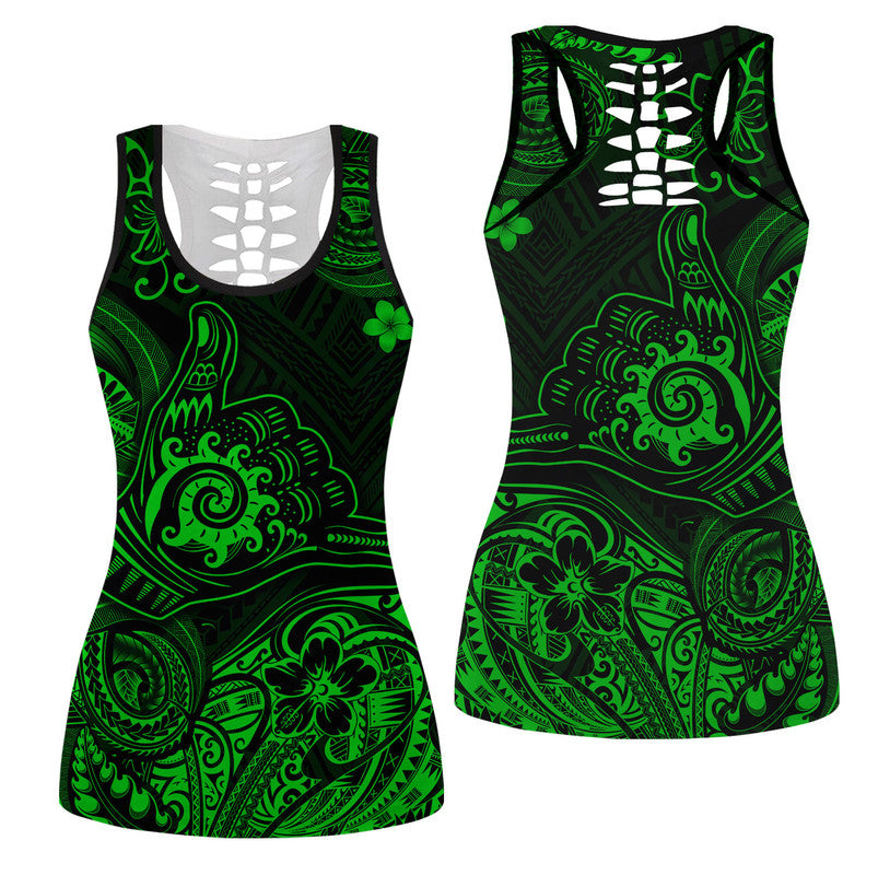 Hawaii Shaka Polynesian Hollow Tank Top Unique Style - Green LT8 Female Green - Polynesian Pride