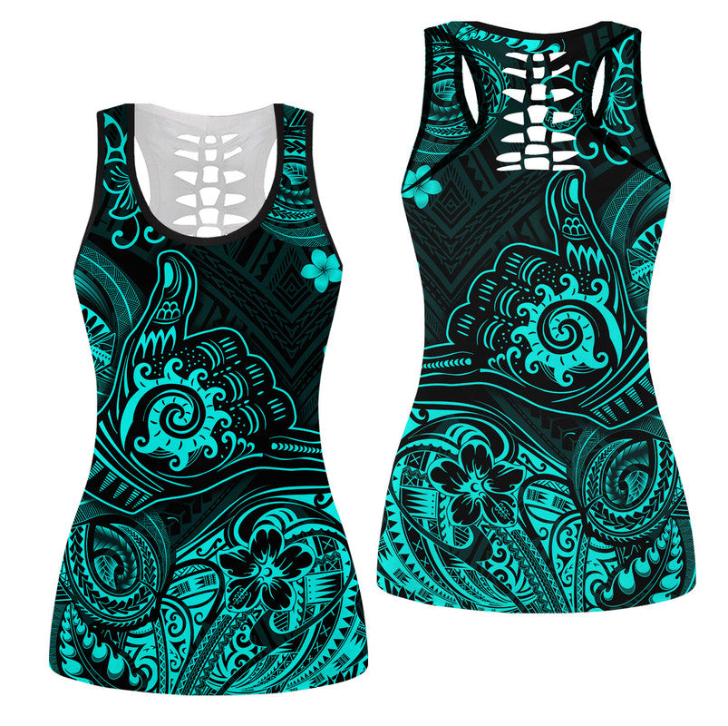 Hawaii Shaka Polynesian Hollow Tank Top Unique Style - Turquoise LT8 Female Turquoise - Polynesian Pride