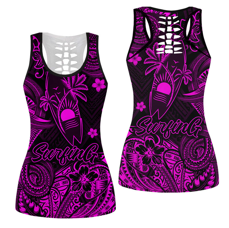 Hawaii Surfing Polynesian Hollow Tank Top Unique Style - Pink LT8 Female Pink - Polynesian Pride