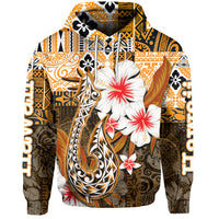 Custom Hawaii Fish Hook Hoodie Orange Style LT6 Unisex Orange - Polynesian Pride