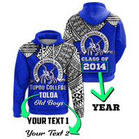 Custom Tupou College Toloa Old Boys Hoodie Class of Year LT4 Blue - Polynesian Pride