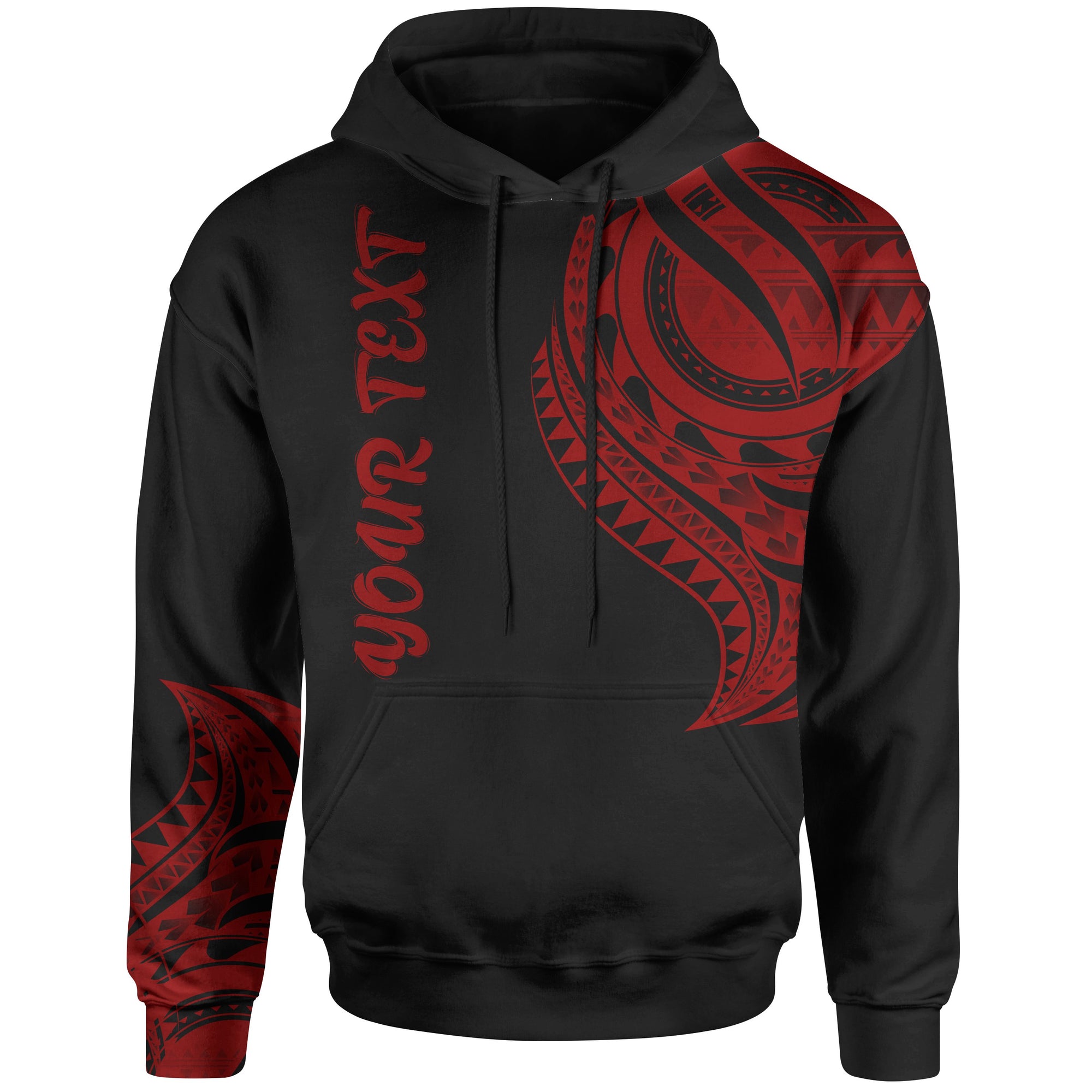 Hawaii Custom Hoodie Hawaii Tatau Red Patterns Unisex Black - Polynesian Pride