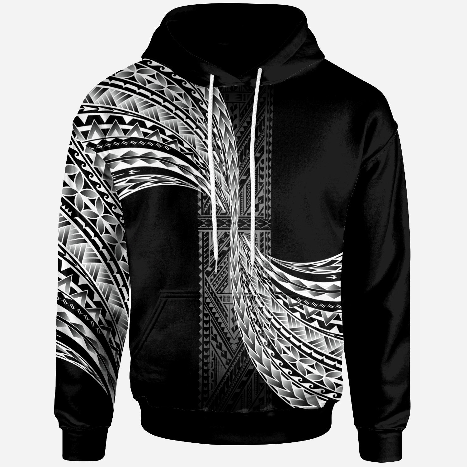 Hoodie Polynesian Patterns Unisex Black - Polynesian Pride