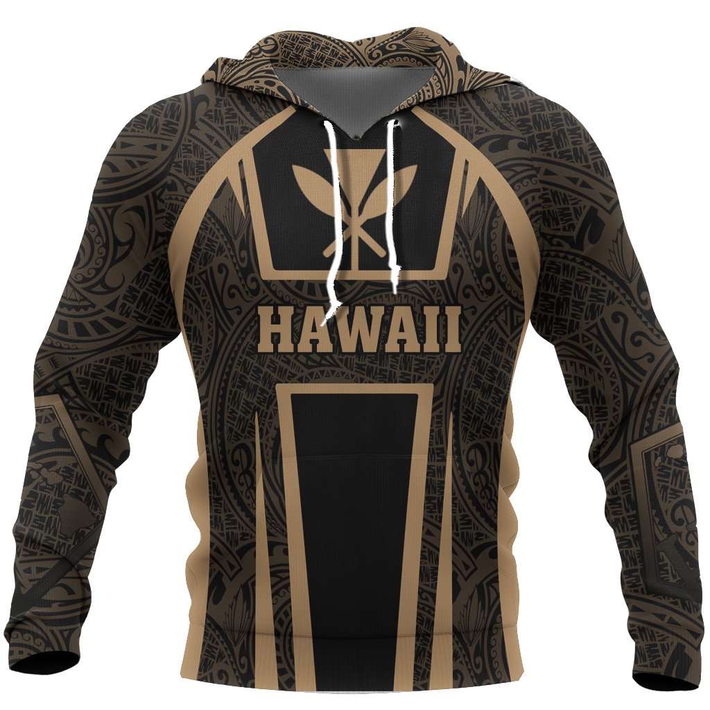 Hawaiian Kanaka Maoli Hoodie Sport Style Gold Version Unisex Gold - Polynesian Pride