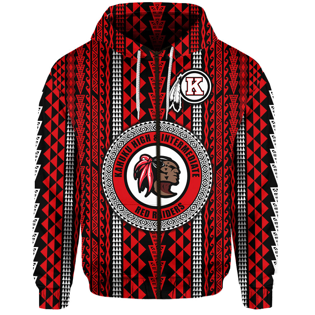 Hawaii Kahuku School Zip Hoodie Kahuku High School Simple Style LT8 - Polynesian Pride