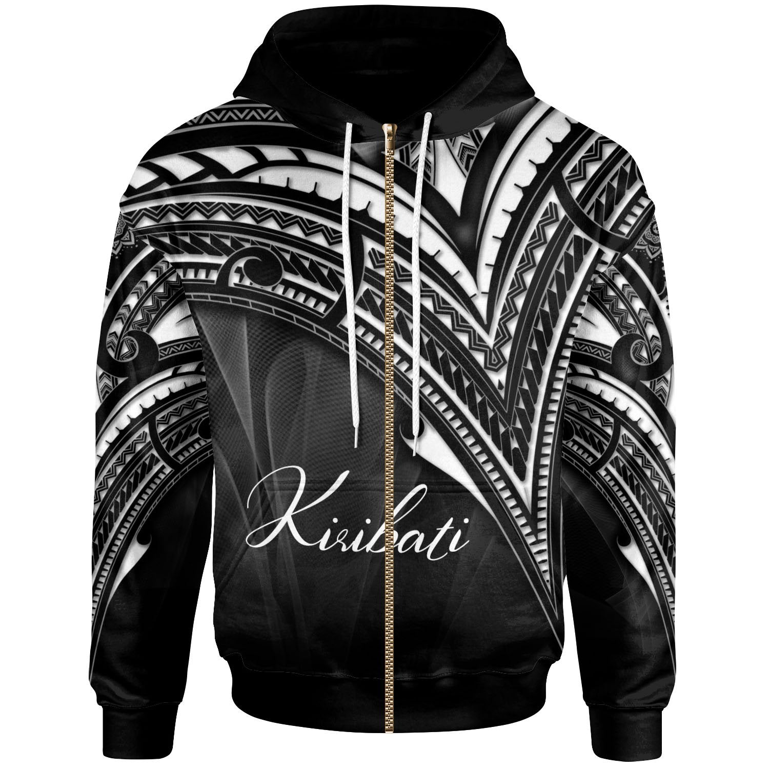 Kiribati Zip Hoodie Cross Style Unisex Black - Polynesian Pride