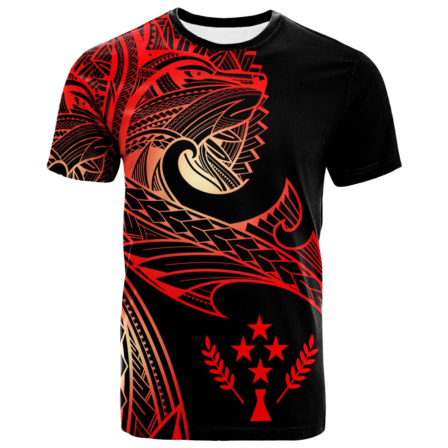Kosrae T Shirt Leader Wolf Is You Red Gradient Color Unisex Black - Polynesian Pride