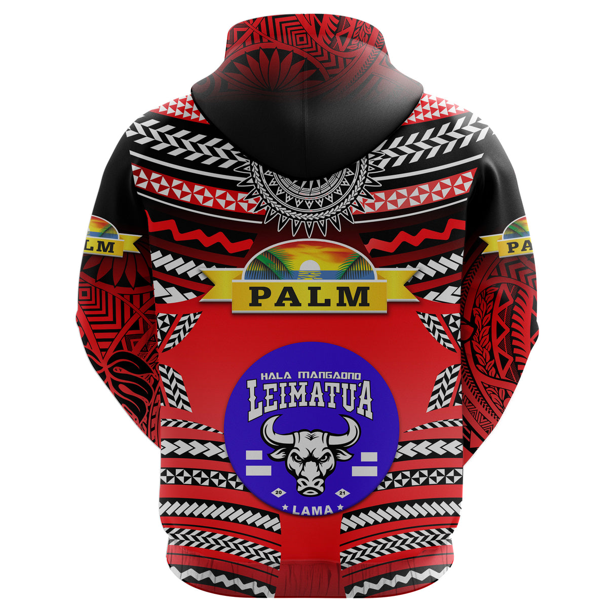 Mate Maa Tonga Zip Hoodie Leimatua Bulls Creative Style Red NO.1 LT8 - Polynesian Pride