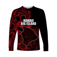 (Custom Personalised) Hawaiian Islands Long Sleeve Shirts The Big Island LT6 Unisex Red - Polynesian Pride