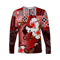 (Custom Personalised) Hammerhead shark Long Sleeve Shirts Hawaii Style Red LT6 Unisex Red - Polynesian Pride