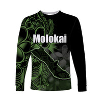 (Custom Personalised) Hawaiian Islands Long Sleeve Shirts Molokai LT6 Unisex Green - Polynesian Pride