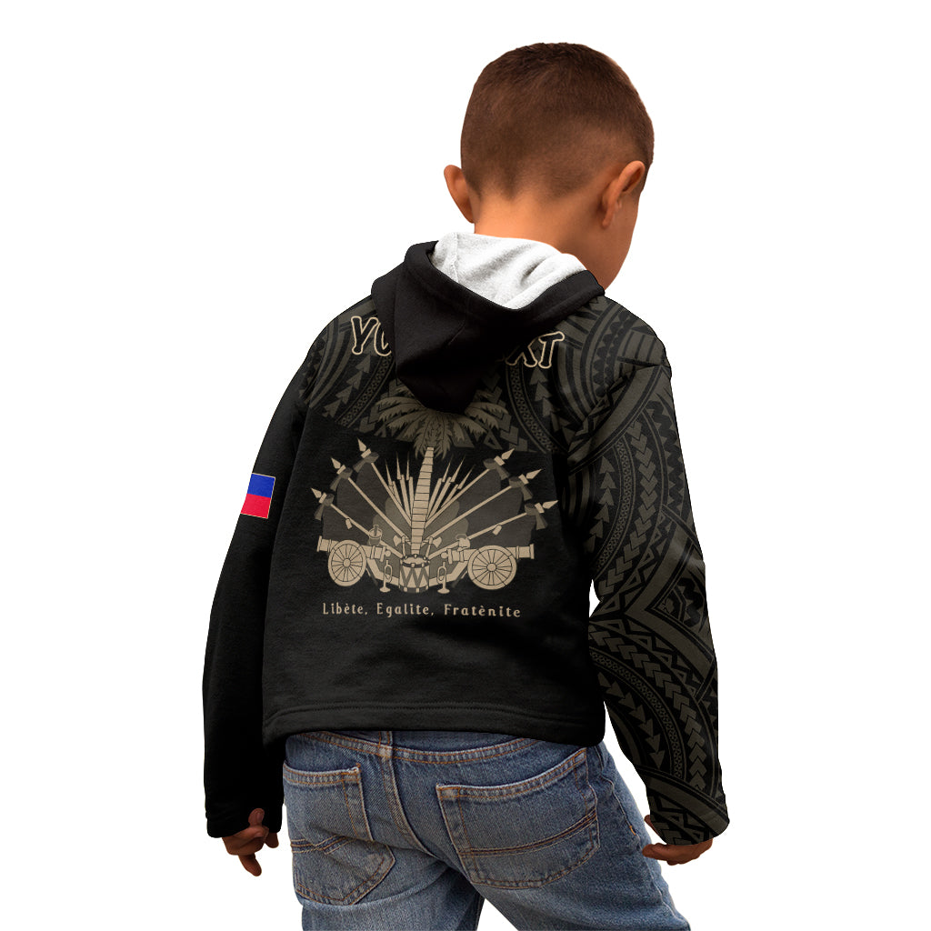 (Custom Personalised) Haiti Kid Hoodie Polynesian Neg Maron Black Style LT6 - Polynesian Pride