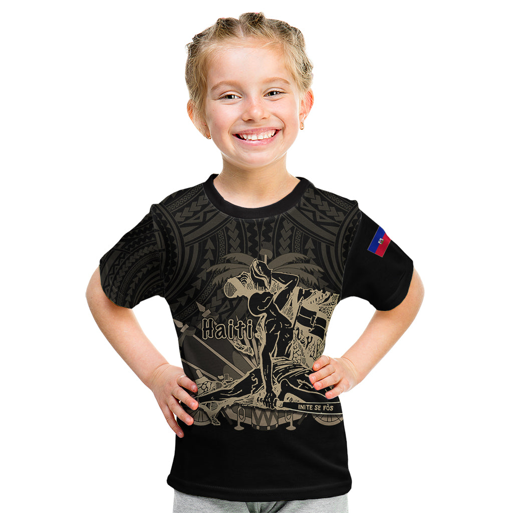 (Custom Personalised) Haiti Kid T Shirt Polynesian Neg Maron Black Style LT6 Youth XL Size14 - Polynesian Pride