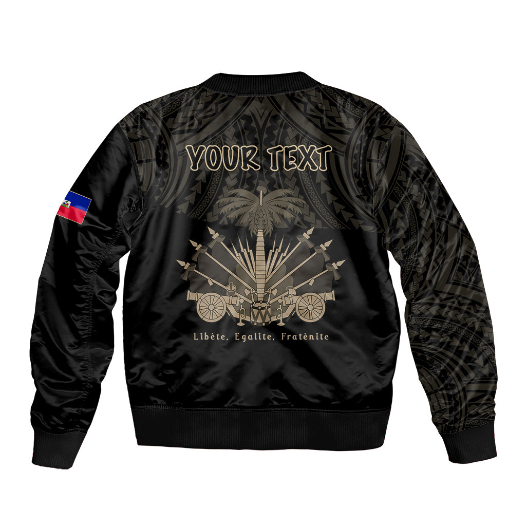 (Custom Personalised) Haiti Sleeve Zip Bomber Jacket Polynesian Neg Maron Black Style LT6 - Polynesian Pride