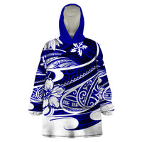 Polynesian Tribal Wearable Blanket Hoodie Blue LT6 One Size Blue - Polynesian Pride