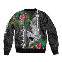 Hawaii Kakau Sleeve Zip Bomber Jacket Mix Sharks Polynesian Hibiscus LT6 - Polynesian Pride