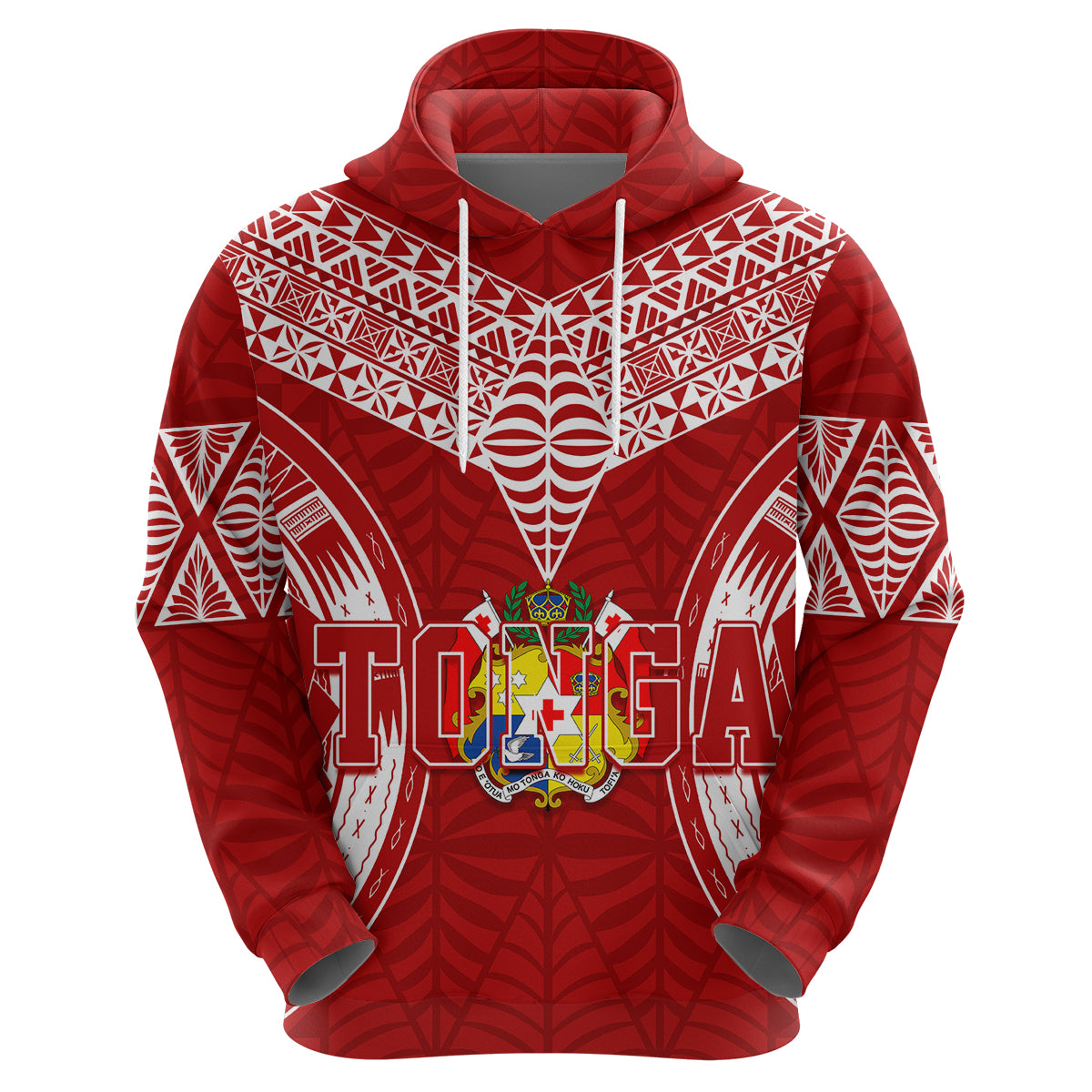 Custom Tonga Independence Day Hoodie Kupesi Pattern Mix Style LT7 Zip Hoodie Red - Polynesian Pride