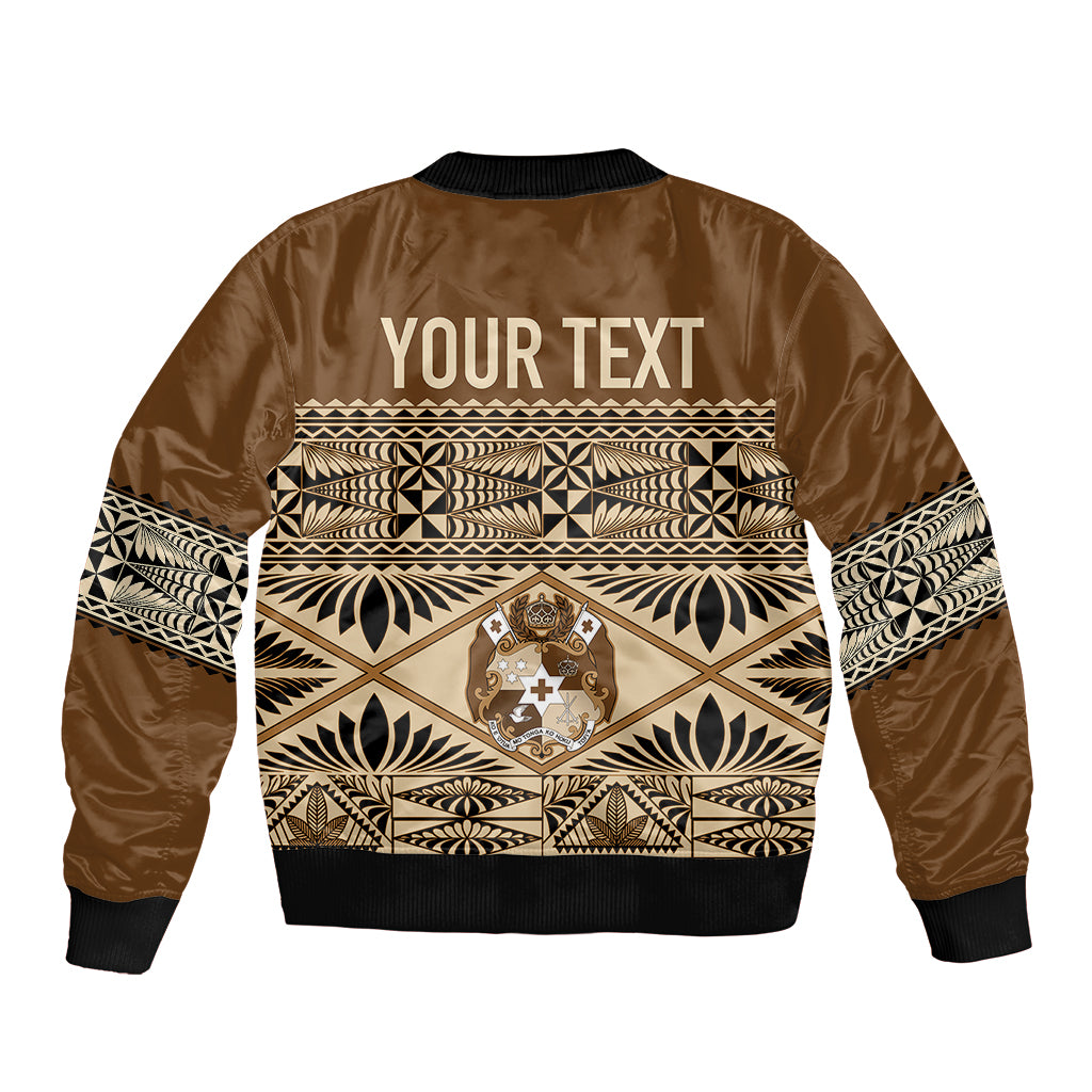 Personalised Tonga Independence Day Sleeve Zip Bomber Jacket Ngatu Tapa Style LT7 - Polynesian Pride