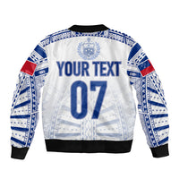 Personalised Samoa Rugby Bomber Jacket Manu Samoa Gradient White LT7 - Polynesian Pride