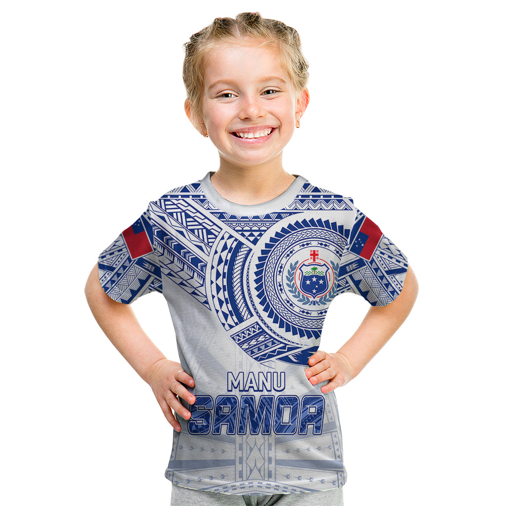 Personalised Samoa Rugby Kid T Shirt Manu Samoa Gradient White LT7 Youth XL Size14 - Polynesian Pride