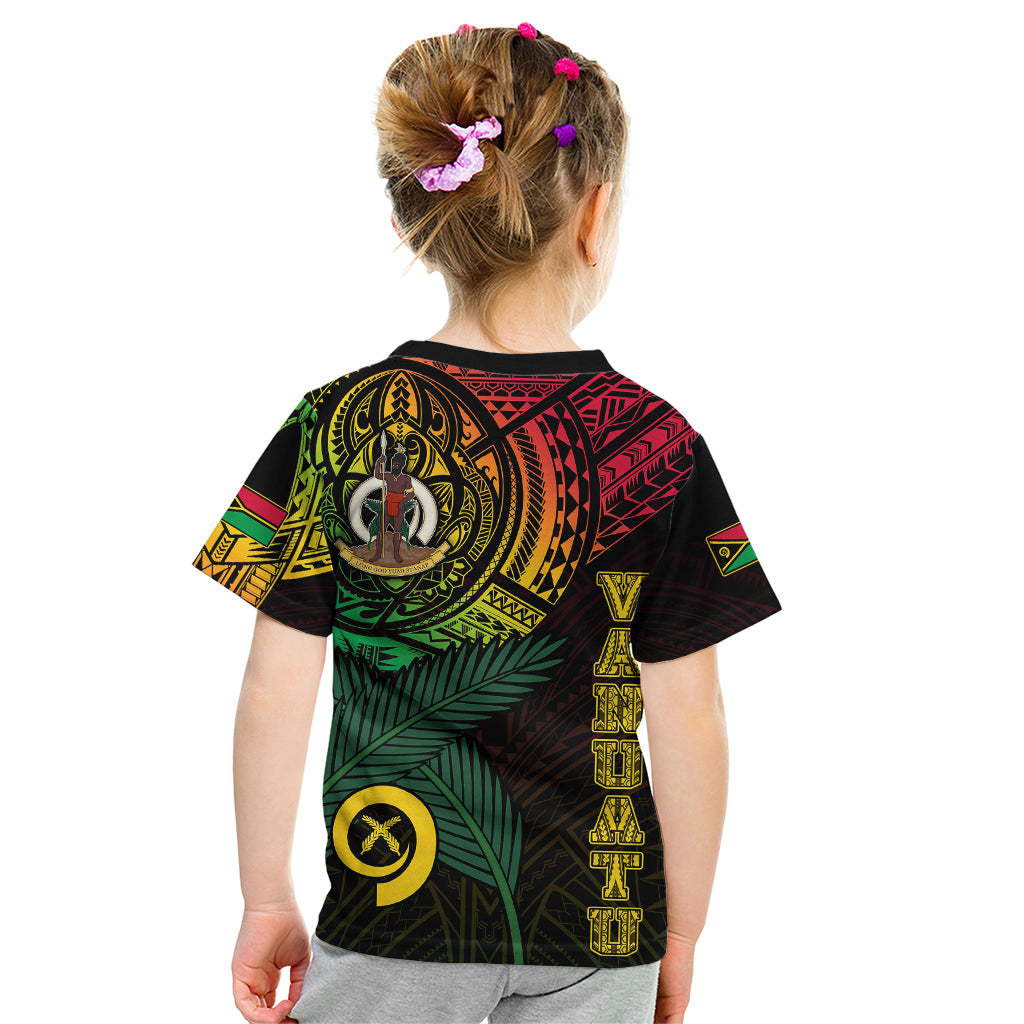 Personalised Vanuatu Kid T Shirt Turtle Chest Tattoo Flag Color LT7 - Polynesian Pride
