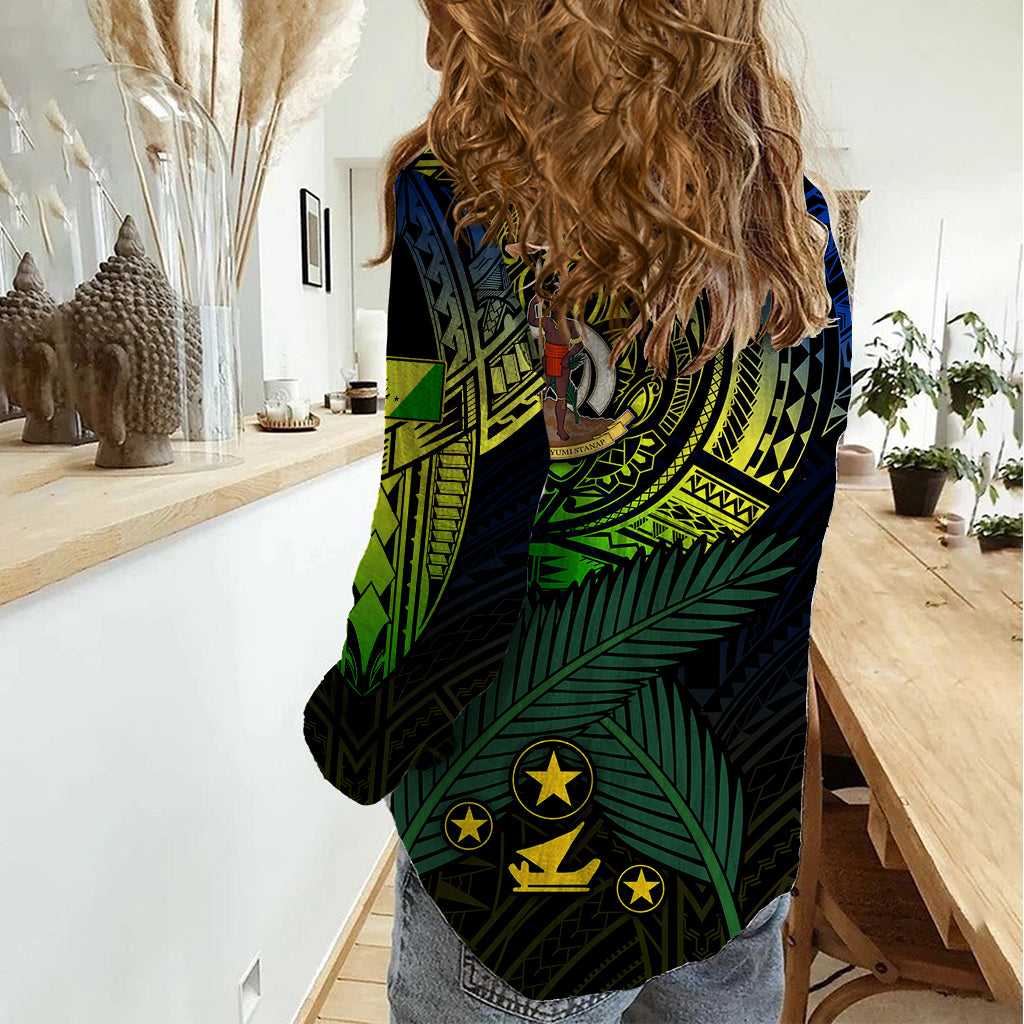 Personalised Vanuatu Women Casual Shirt Turtle Chest Tattoo Flag Color - Malampa LT7 - Polynesian Pride