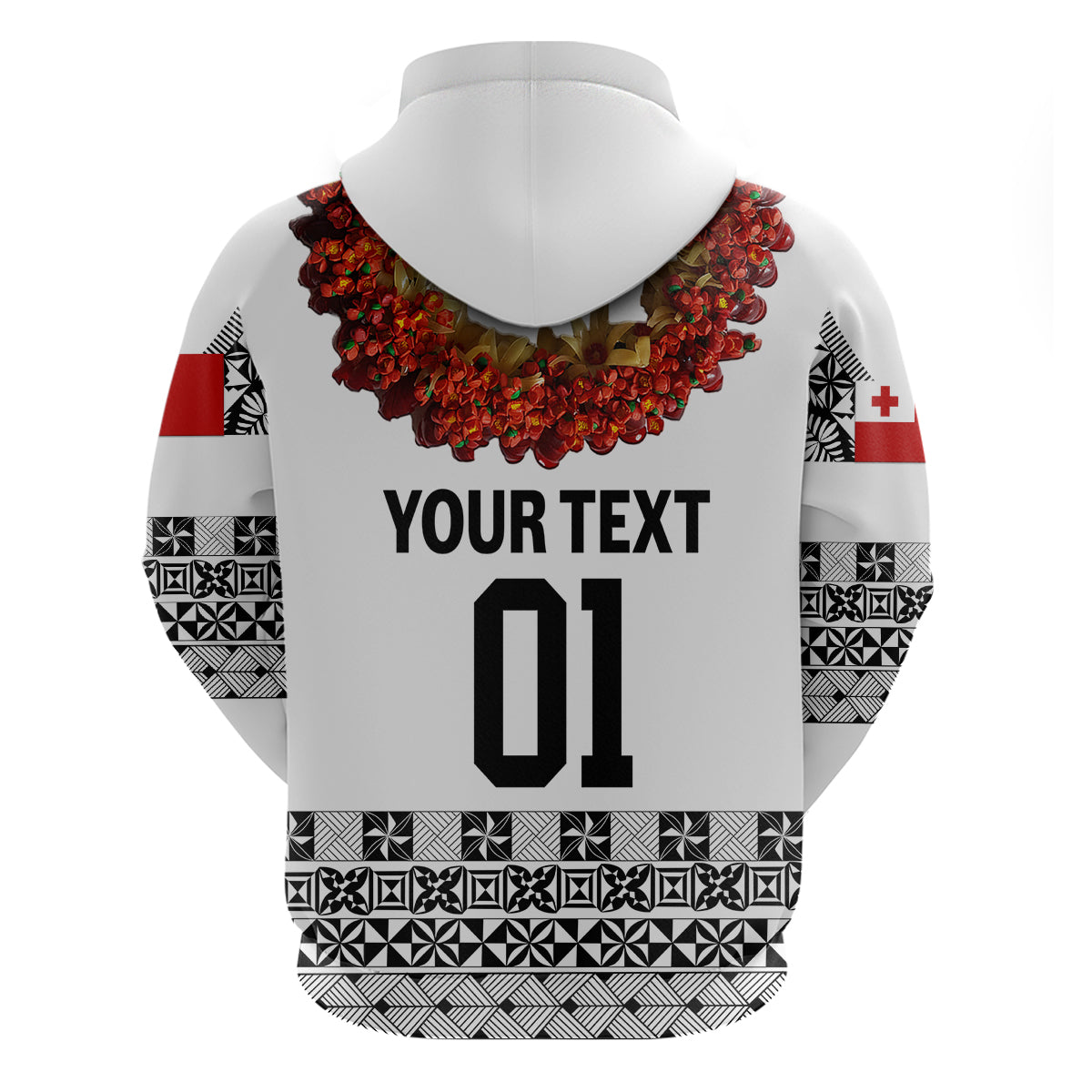 Custom Tonga Hoodie Emancipation Day Fancy Kahoa Heilala Flower White Black LT8 - Polynesian Pride