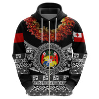 Custom Tonga Hoodie Emancipation Day Fancy Kahoa Heilala Flower Black LT8 - Polynesian Pride