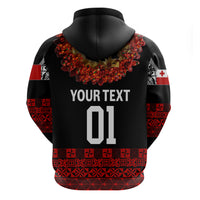 Custom Tonga Hoodie Emancipation Day Fancy Kahoa Heilala Flower Black Red LT8 - Polynesian Pride