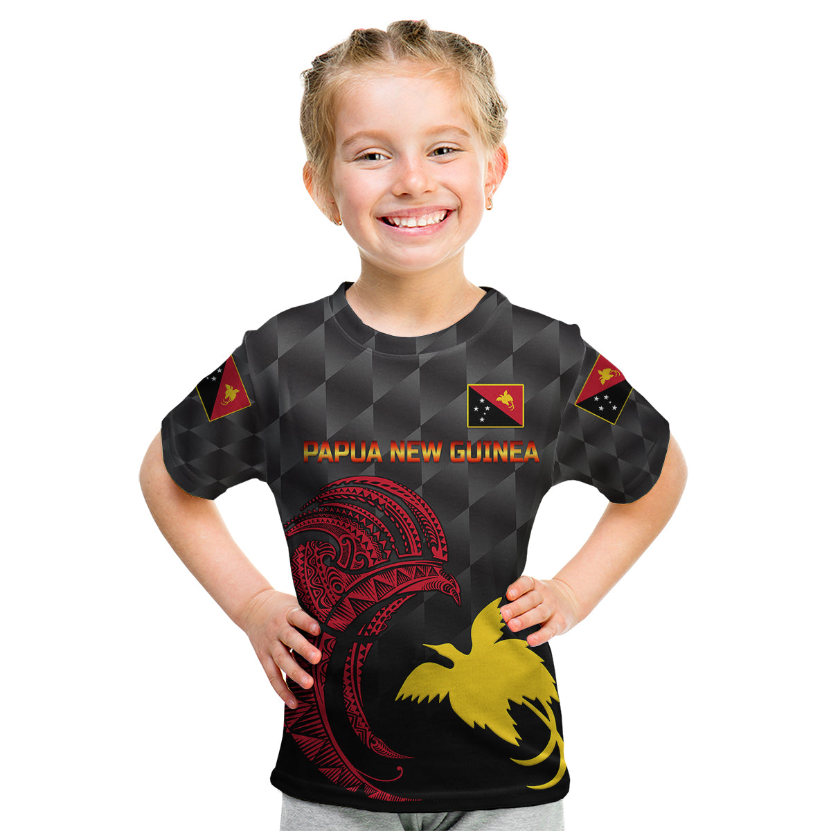 (Custom Personalised) Papua New Guinea Barramundis Cricket Kid T Shirt Birds Of Paradise Paradisaea Raggiana Original - Black LT8 Youth XL Size14 - Polynesian Pride