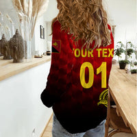 (Custom Personalised) Papua New Guinea Barramundis Cricket Women Casual Shirt Birds Of Paradise Paradisaea Raggiana Original - Red LT8 - Polynesian Pride