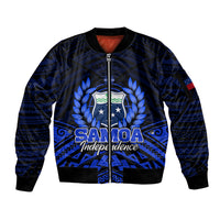 Samoa Independence Day Sleeve Zip Bomber Jacket Ulafa Polynesian Unique Blue No2 LT9 Unisex Blue - Polynesian Pride