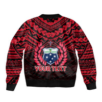 (Custom Personalised) Samoa Independence Day Sleeve Zip Bomber Jacket Ulafa Polynesian Unique Red No1 LT9 - Polynesian Pride