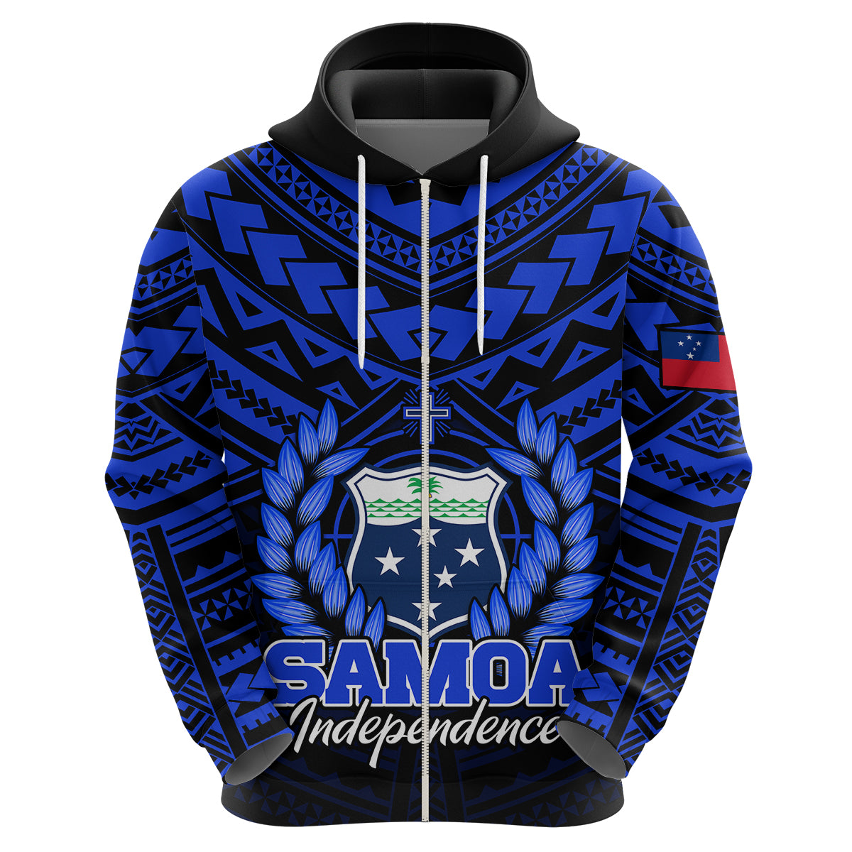 Custom Samoa Independence Day Hoodie Ulafa Polynesian Unique Blue No1 LT9 - Polynesian Pride