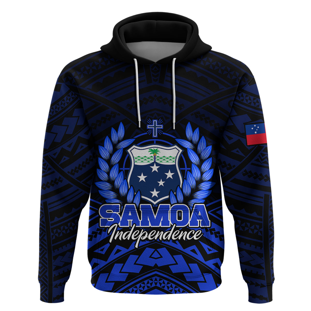 Custom Samoa Independence Day Hoodie Ulafa Polynesian Unique Blue No2 LT9 - Polynesian Pride