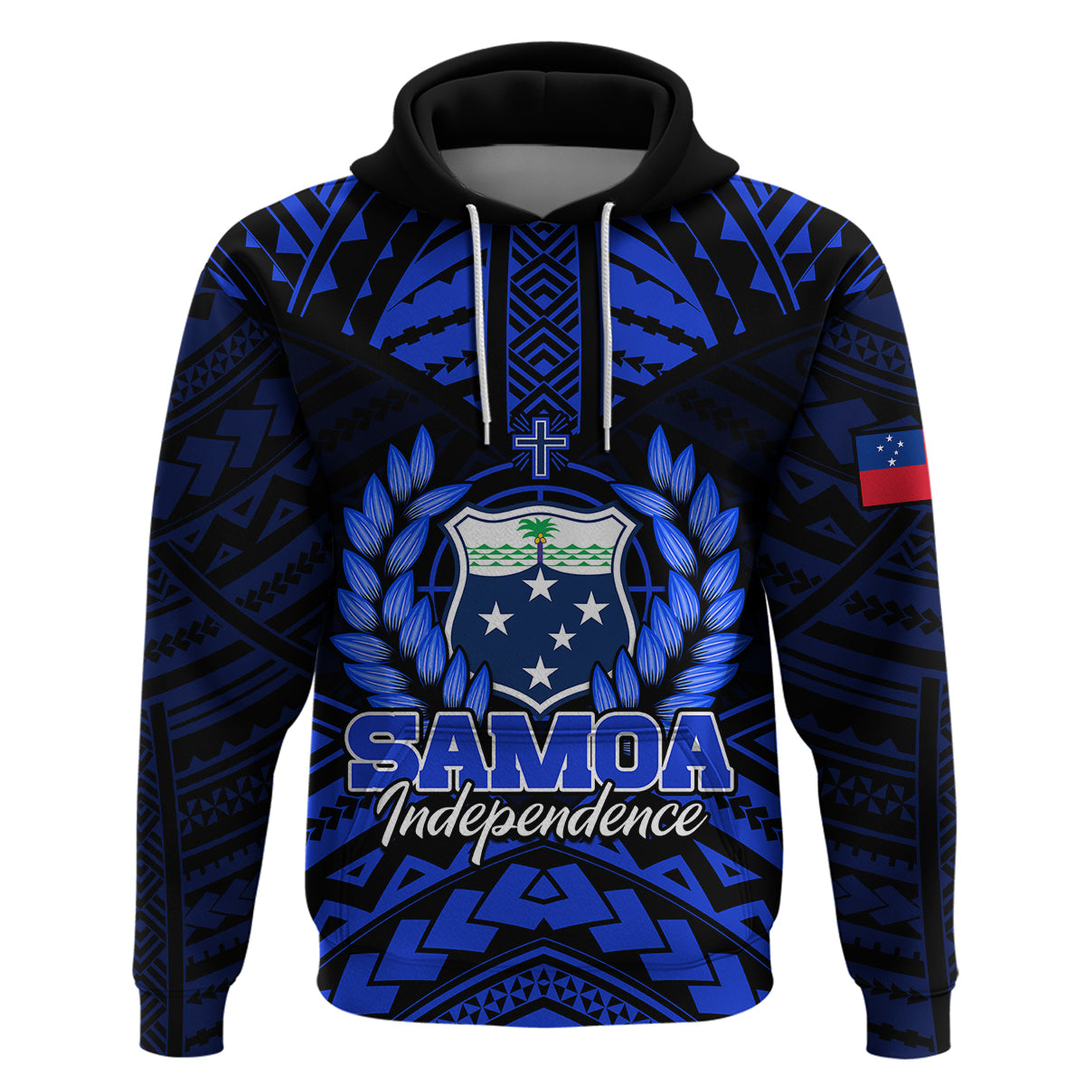 Custom Samoa Independence Day Hoodie Ulafa Polynesian Unique Blue No3 LT9 - Polynesian Pride