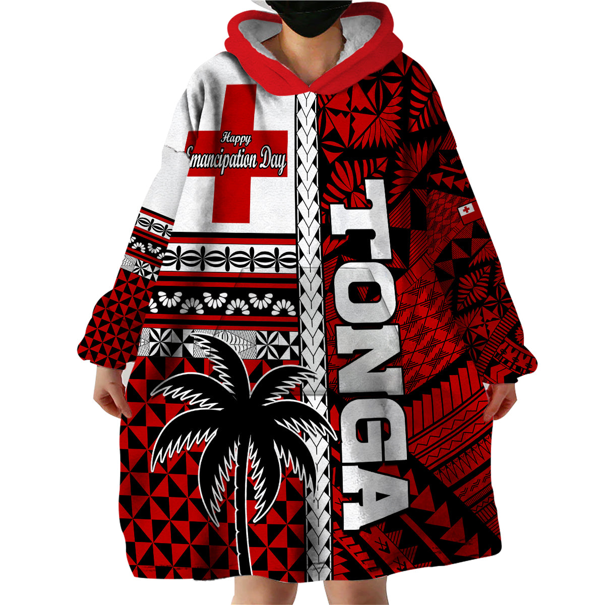 Tonga Independence Day Wearable Blanket Hoodie - Proud Tongan Emancipation Kupesi Ngatu Custom Personalised LT9 - Polynesian Pride