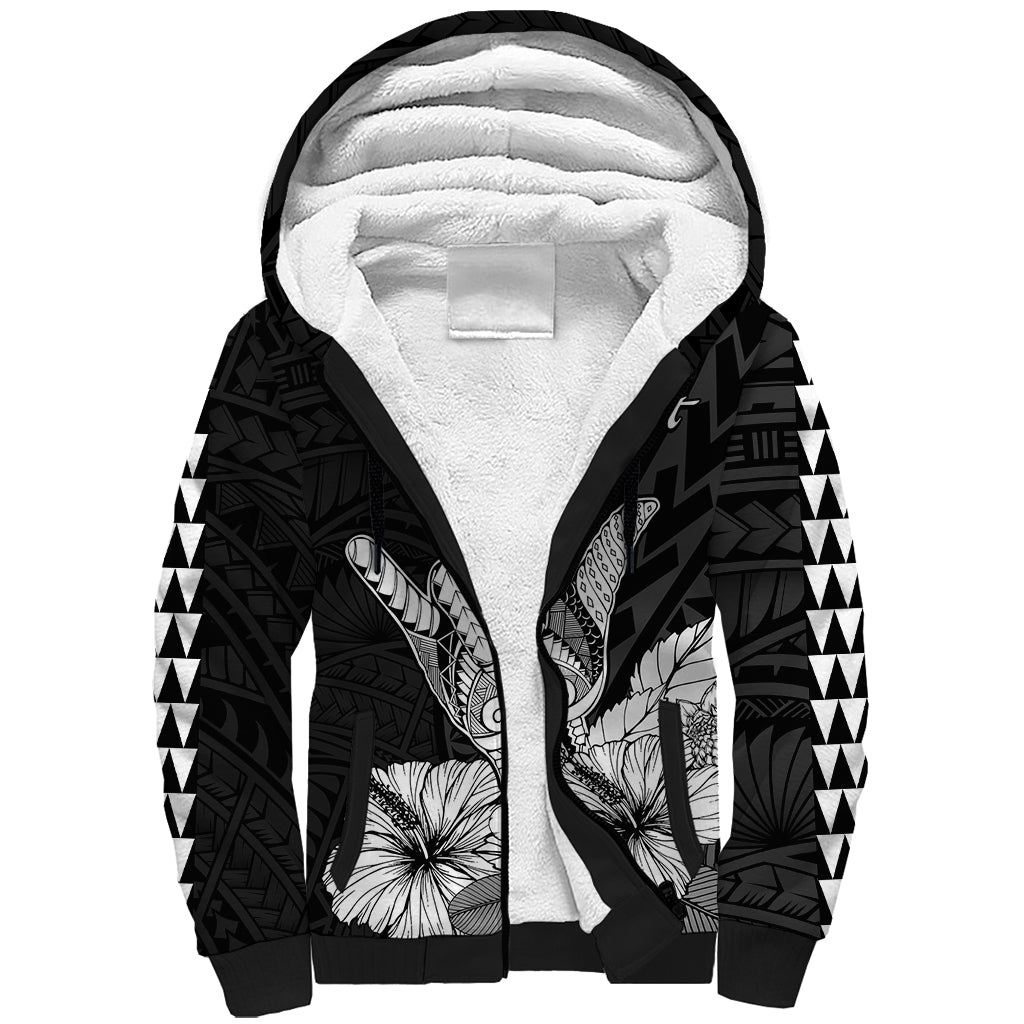 (Custom Personalised) Hawaii Shaka Sign Sherpa Hoodie Black Version LT9 Unisex Black - Polynesian Pride