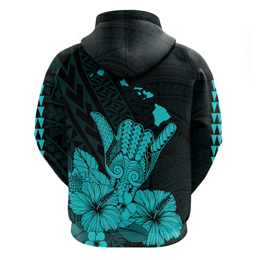 Hawaii Shaka Sign Hoodie Turquoise Version LT9 - Polynesian Pride