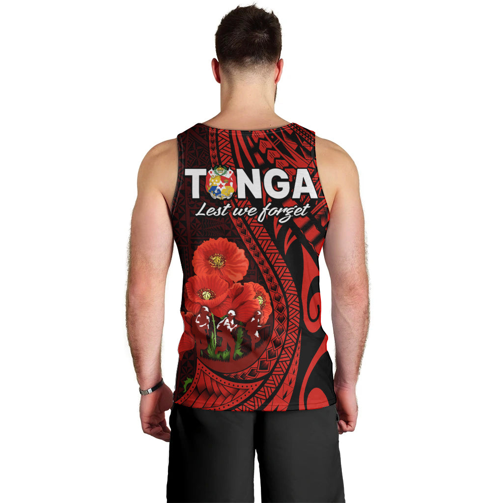 Tonga ANZAC Day Men Tank Top Lest We Forget Red Version LT9 - Polynesian Pride