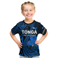 Tonga ANZAC Day Kid T Shirt Lest We Forget Blue Version LT9 Youth XL Size14 - Polynesian Pride