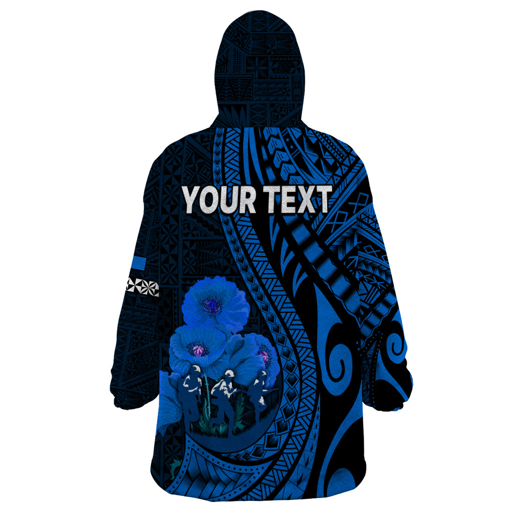 (Custom Personalised) Tonga ANZAC Day Wearable Blanket Hoodie Lest We Forget Blue Version LT9 - Polynesian Pride
