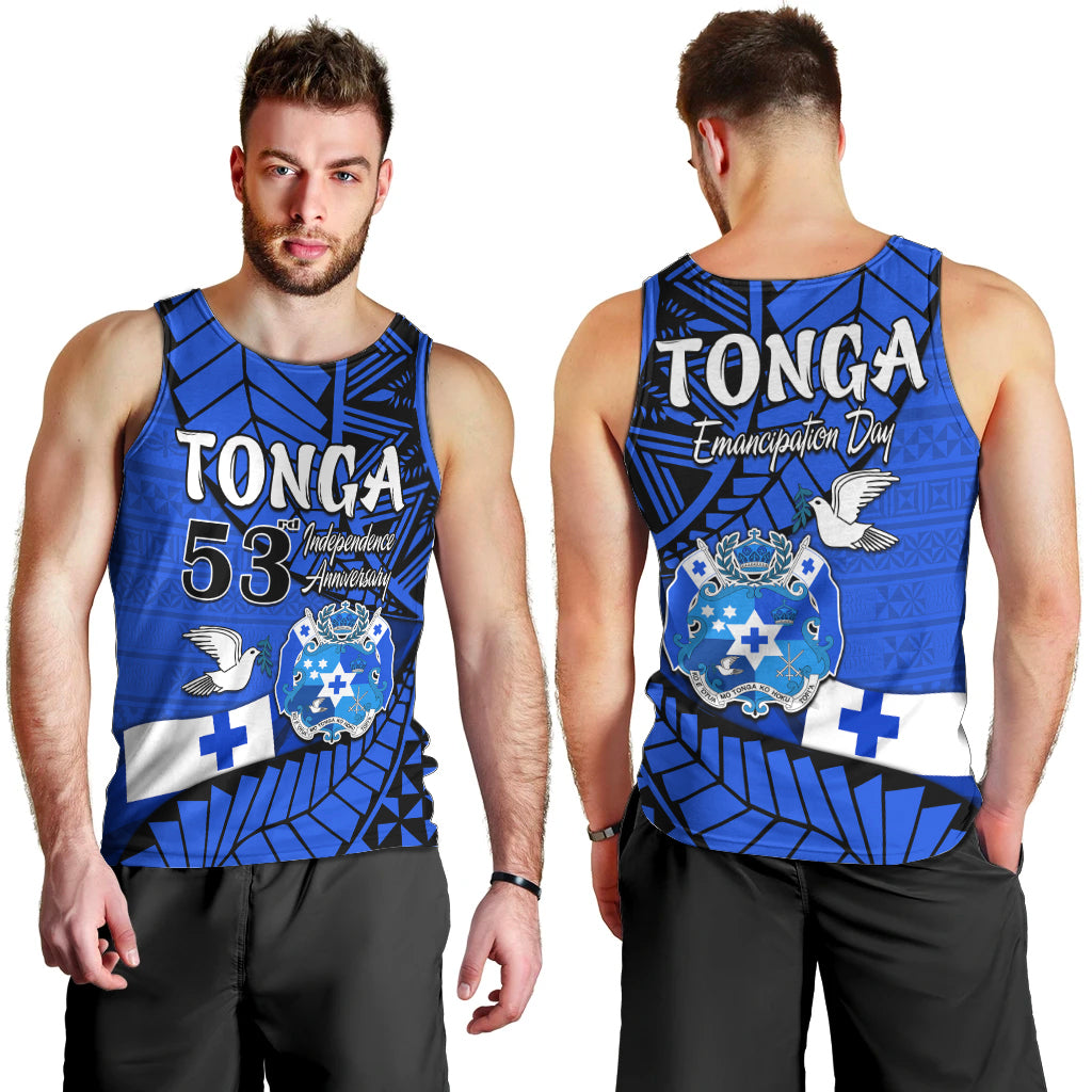 Tonga Emancipation Day Men Tank Top Happy 53rd Independence Anniversary Blue Version LT9 - Polynesian Pride