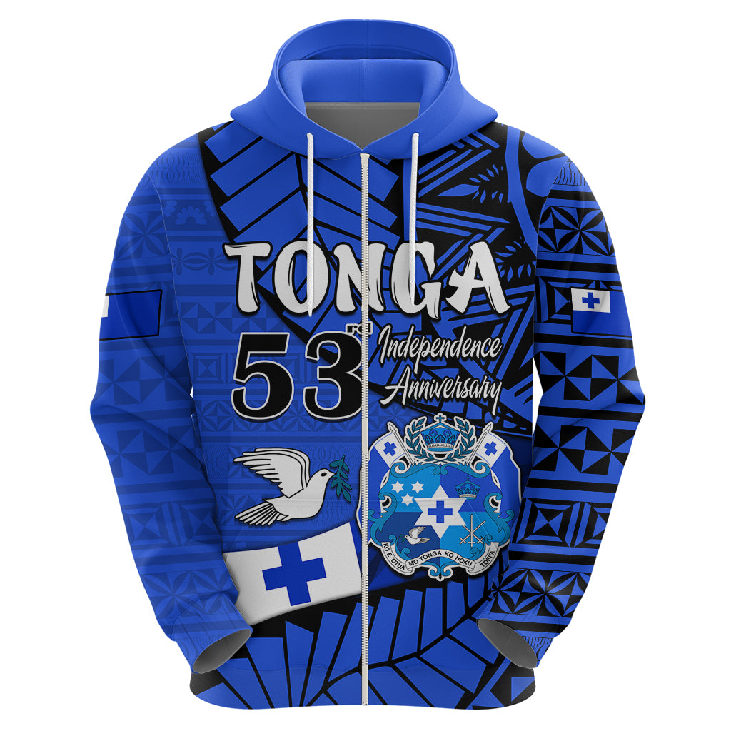 Custom Tonga Hoodie Emancipation Day Happy 53rd Independence Anniversary Blue Version LT9 - Polynesian Pride