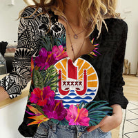 (Custom Personalised) Tahiti Island Women Casual Shirt French Polynesian Tropical LT9 Female Black - Polynesian Pride
