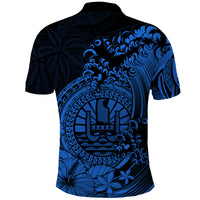 Polynesian Tahiti Island Polo Shirt The Wave of Water Blue LT9 - Polynesian Pride