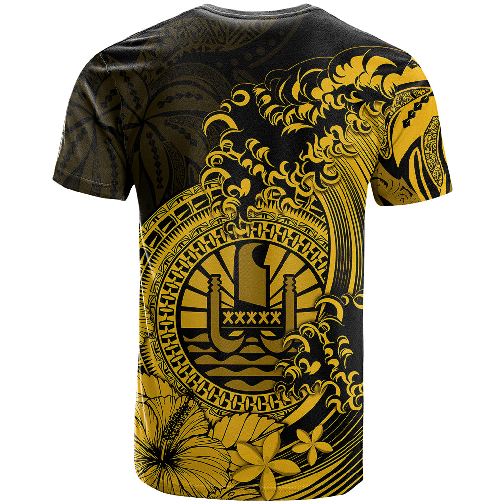 Polynesian Tahiti Island T Shirt The Wave of Water Gold LT9 - Polynesian Pride